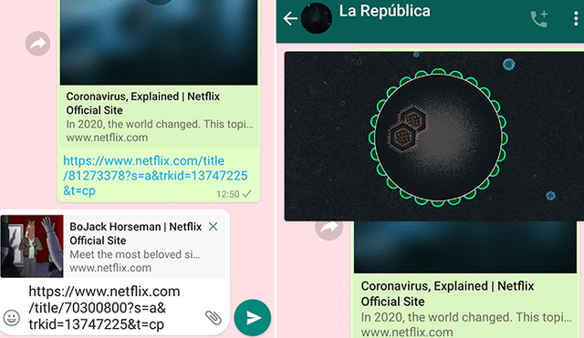 Se abrirá una pequeña ventana flotante dentro del chat  de WhatsApp.