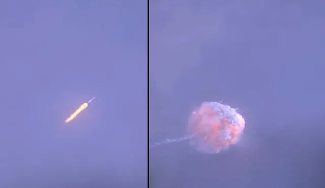 SpaceX hizo explotar el cohete Falcon 9 que impulsaba la nave Crew Dragon. Capturas de video: NASA.