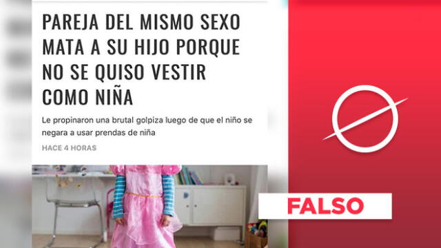 Es falso que “lesbianas mataron a su hijo porque él no se quería vestir de niña”
