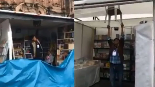 Cusco: Intensas lluvias por poco inundan stands de Feria Internacional del Libro [VIDEO]