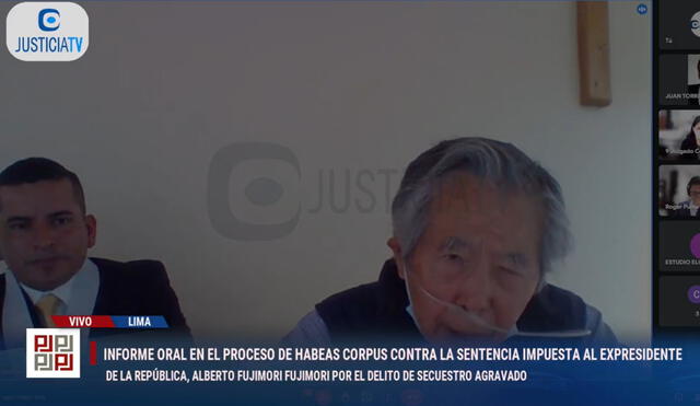 Alberto Fujimori en la audiencia de este martes 15 de noviembre. Foto: captura de Justicia TV