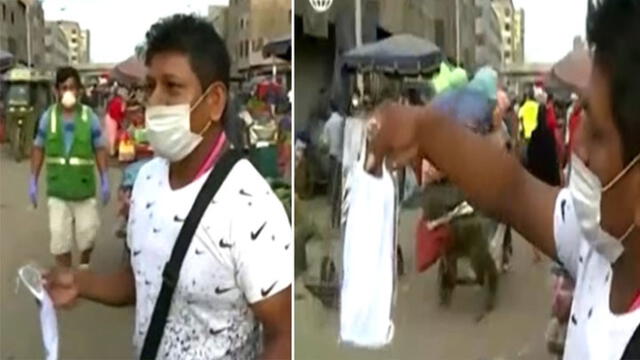Vendedores ambulantes elaboran mascarillas de algodón y las ofrecen en ‘La Parada’ [VIDEO]