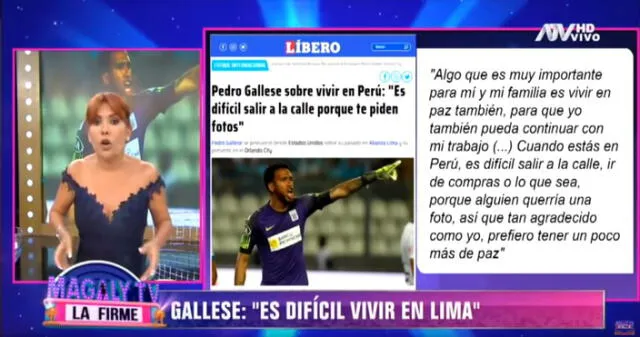 Magaly Medina arremete contra futbolista peruano Pedro Gallese. Foto: Captura.