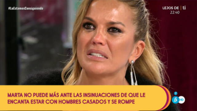 Marta López se 'quebró' en directo por haber sido tachada de meterse con hombres casados, cosa que ha negado. (Foto: Telecinco)