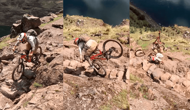 Facebook: ciclista estuvo a punto de morir tras realizar peligroso reto en montaña [VIDEO]