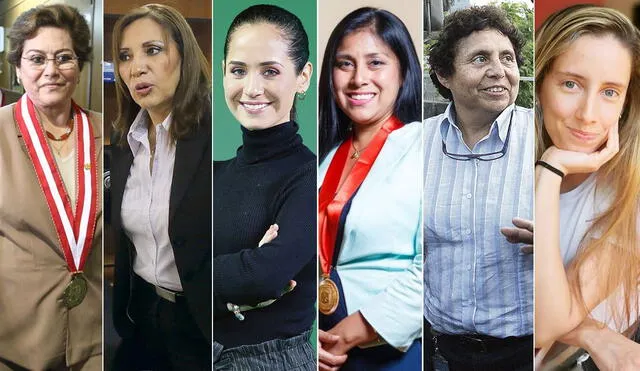 Gladys Echaíz, APP N.º 1. Julia Príncipe, Avanza País N.º 1. Sigrid Bazán, JPP N.º 6. Marie Ayasta, VN N° 2. Susel Paredes, PM N.º 1. Patricia Gamarra, PM N.º 25. Foto: composición LR