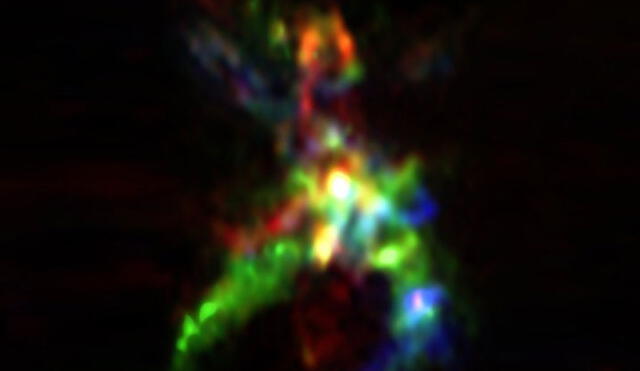 Región de formación estelar AFGL 5142, donde se producen moléculas de monóxido de fósforo. Imagen: ESO.