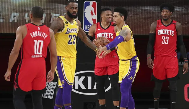 Los Angeles Lakers enfrentan a los Houston Rockets por cuarto juego de los NBA Playoffs 2020. Foto: AFP