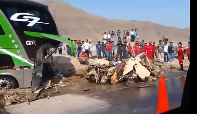 Pacasmayo: auto quedó destrozado tras choque con un bus [VIDEO]