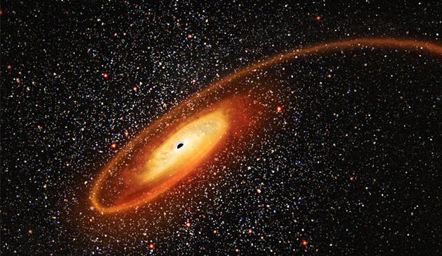 En un lejano cúmulo estelar, agujero negro fue detectado cuando devoraba una estrella. Imagen: NASA.