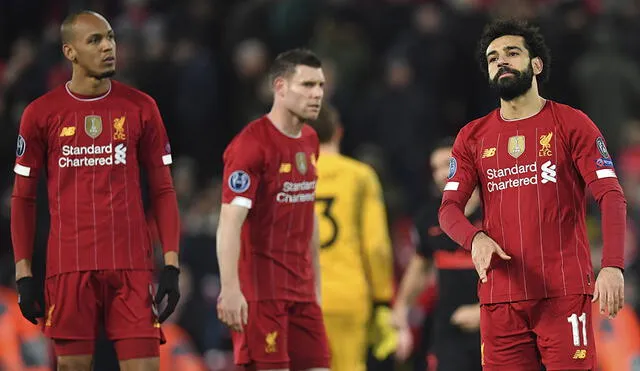 La desazón se dejó ver en el rostro de los jugadores de Liverpool al final del encuentro. Foto: AFP.