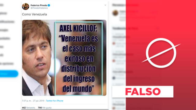 Imagen falsa fue compartida por presidente del Senado argentino. Composición.