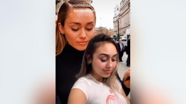 Desliza las imágenes para ver el parecido físico que tiene esta joven turca con la cantante y actriz Miley Cyrus. Foto: @justdoa/TikTok