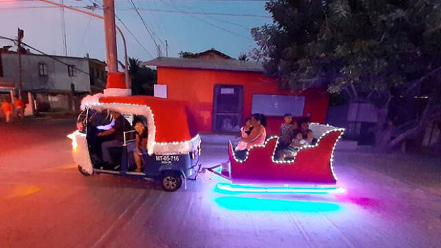Hombre se convierte en 'Papa Noel’ y regala paseos en mototaxi navideña en México [VIDEO] 