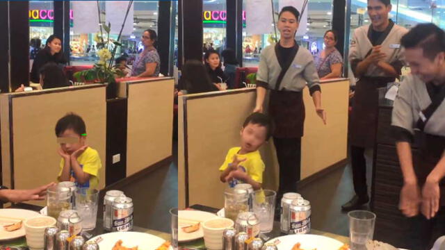Vía Facebook: mozo se roba la atención de un niño que bailaba Kpop para su familia [VIDEO]