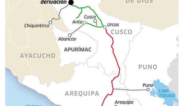 Trazo del Gasoducto Sur Peruano