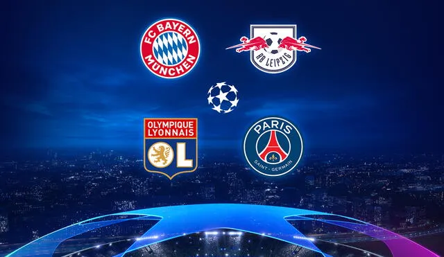 PSG, RB Leipzig, Bayern Munich y Olympique de Lyon son  los equipo semifinalistas de la Champions League. Foto: Twitter Champions League