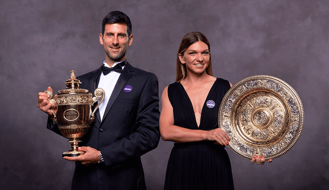Novak Djokovic y Simona Halep, los campeones de Wimbledon 2019. | Foto: AFP