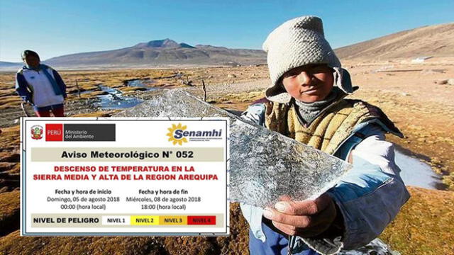 En Arequipa temperaturas llegarán a -18°C de acuerdo a Senamhi