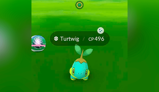 Así luce Turtwig en su variante shiny dentro de Pokémon GO.