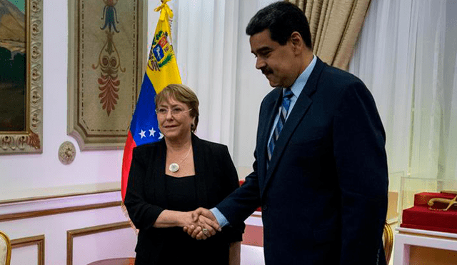 Michelle Bachelet mantiene última reunión con Nicolás Madura en Palacio de Miraflores. Créditos: EFE