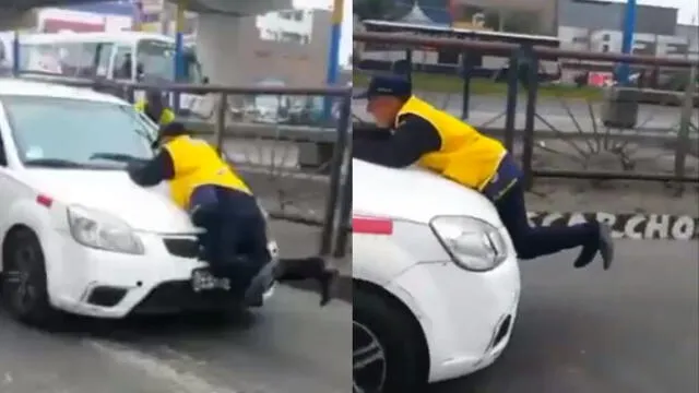 SJL: taxista embiste a inspector para evitar ser intervenido durante operativo [VIDEO]