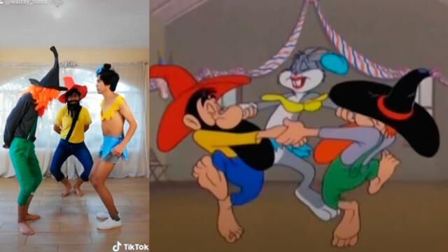Desliza las fotografías para ve la divertida parodia de este grupo de jóvenes del 'baile de la granja' de Bugs Bunny en los Looney Tunes. Foto: Waifayfilms/TikTok