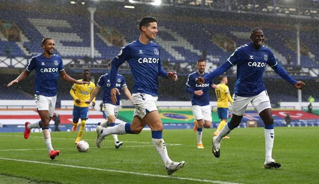 Everton gana 4-1 a Brighton con doblete de James Rodríguez. Foto: EFE