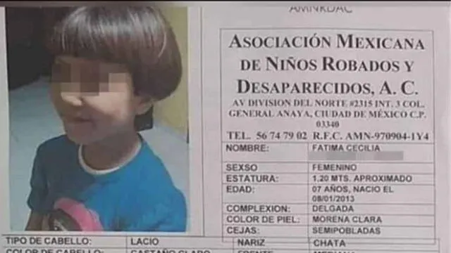 Fátima, de 7 años, fue reportada desaparecida el pasado 11 de febrero. (Foto: Noticias en la mira)