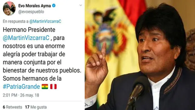 Evo Morales responde pedido de presidente Martín Vizcarra de realizar corredor bioceánico