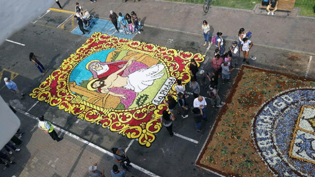 Semana Santa: concurso nacional de alfombras de flores en Surco