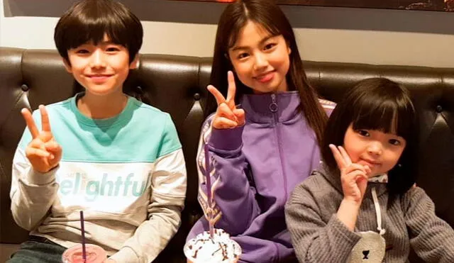 Lee Ga Yeon junto a la actriz infantil An Seo Yeon (quien hace el papel de su hermana Song Seo Jin) y el actor Moon Woo Jin que interpreta a su primo en el dorama Once Again (KBS2, 2020)