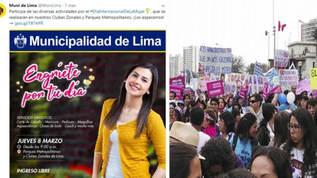 Municipalidad de Lima recibe críticas por publicación del Día de la Mujer
