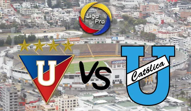 Liga de Quito se enfrenta a Universidad Católica por la Liga Pro Ecuador 2019. Foto: Composición