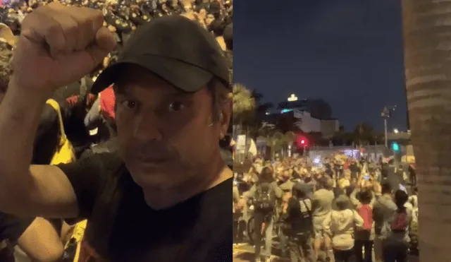 Lucho Cáceres se unió a las protestas en el Parque Kennedy. Foto: composición LR/Instagram