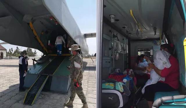 Menores de edad y sus madres fueron trasladados en avión hasta Lima. Foto: Hospital Honorio Delgado.