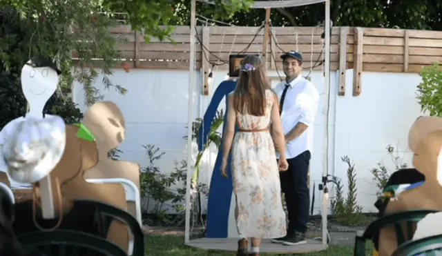 Video es viral en Facebook. La pareja tuvo que postergar su matrimonio debido al coronavirus, pero uno de ellos tuvo una ingeniosa idea para recrear una inusual boda dentro de casa.
