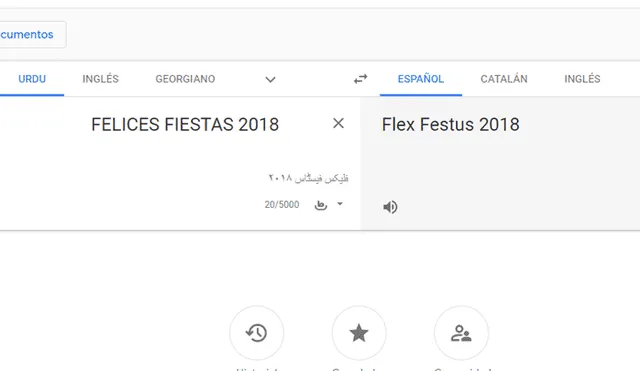 Google Translate: usuario colocó "Felices fiestas 2018" y el traductor le mostró un resultado inesperado