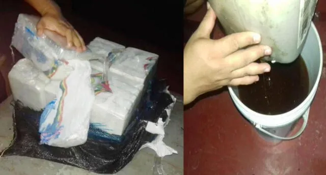 Se encontró droga en forma de ladrillos y también líquida, lista para ser procesada. Foto: PNP