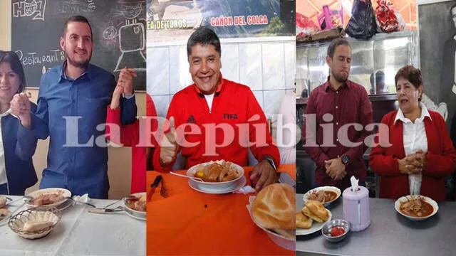 Fernando Cornejo, Álvaro Moscoso y Rosario Paredes degustaron de desayuno previo a la jornada electoral.