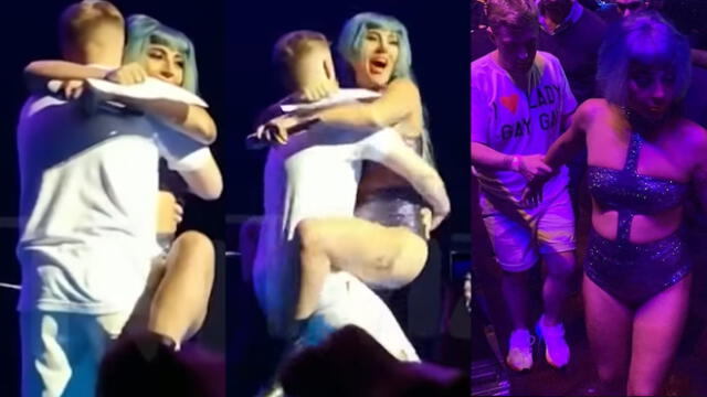 Lady Gaga sufre aparatosa caída en concierto al saltar sobre fan 