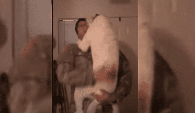 Video es viral en YouTube. Un soldado regresó a su casa después de nueve meses y fue sorprendido por la efusiva reacción que tuvo su mascota al volver a verlo.