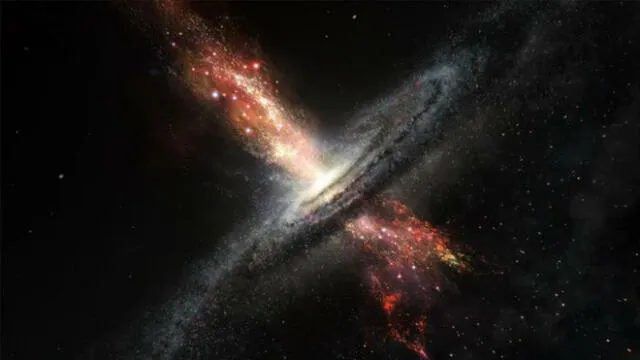 Los astrónomos vieron cómo los agujeros negros pasaron de la inactividad a un estado 'devorador'. Imagen: agujero negro alimentándose en el centro de una galaxia / referencial.
