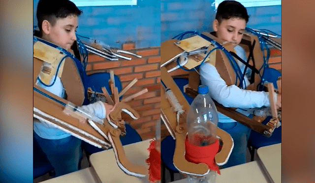 Facebook: niño genio sorprende a su profesor al construir brazos ‘robóticos’ con material reciclado [VIDEO]