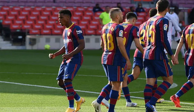 Ansu Fati decretó el empate a los 8 minutos del Barcelona vs. Real Madrid en el Camp Nou. Foto: AFP