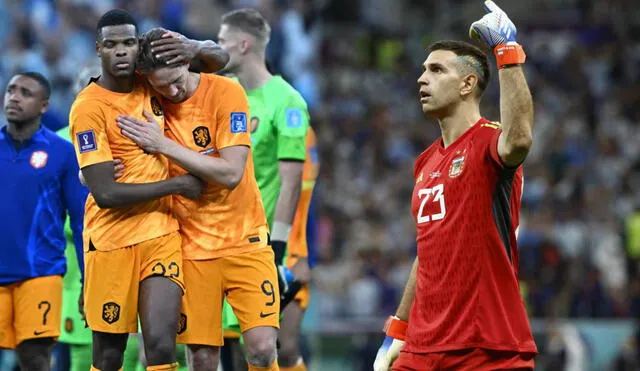 Los quiso intimidar. 'Dibu' Martínez comenzó a jugar el partido desde antes que saliera al campo de juego. Foto: composición/EFE