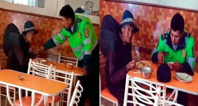 Facebook: Policía compartió desayuno con anciano indigente en Puno.