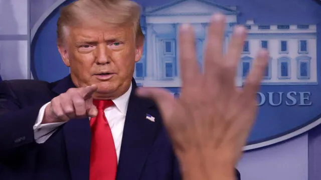 WASHINGTON, DC - JULY 28: U.S. President Donald Trump speaks during a news briefing at the James Brady Press Briefing Room of the White House July 28, 2020 in Washington, DC. The president announced that Eastman Kodak will receive a loan to manufacture ingredients used in pharmaceuticals.   Alex Wong/Getty Images/AFP