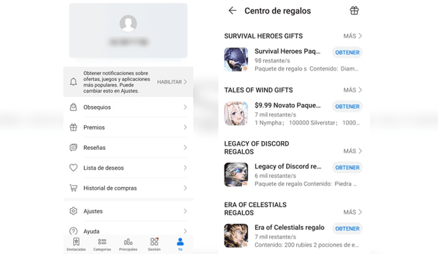 App Gallery brinda premios y obsequios exclusivos para sus usuarios.