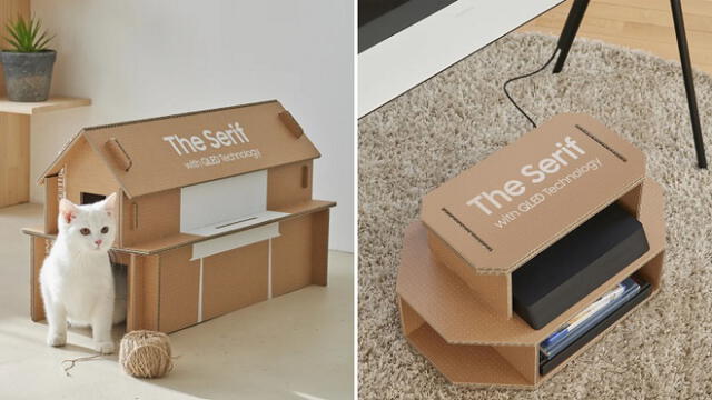 Cajas de televisores de Samsung se pueden convertir en casas de gatos.